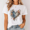 Watercolor Floral Heart Graphic Tee - Aesthetic Nature-Inspired Boho T-Shirt